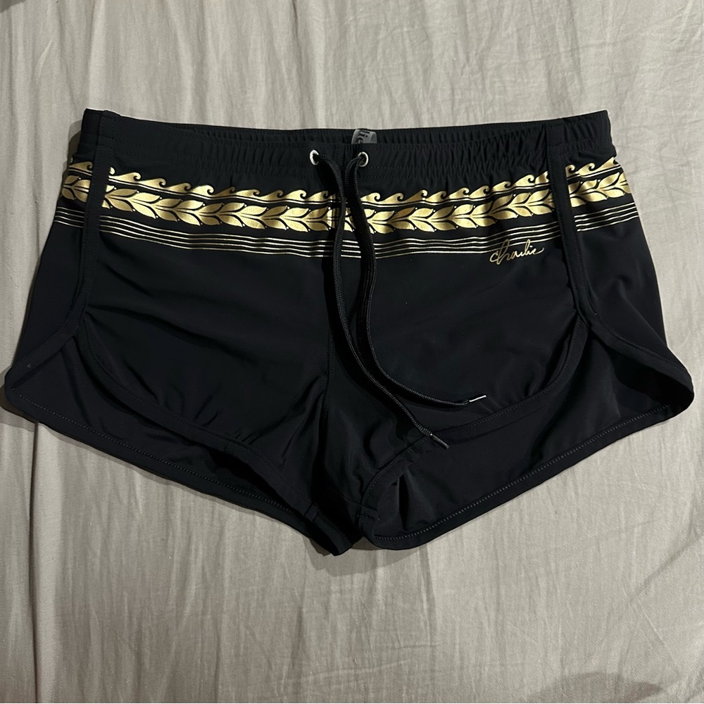 Charlie by MZ Matthew Zink Men Swim Grecian Gold Shorts Brief Speedo Bikini
